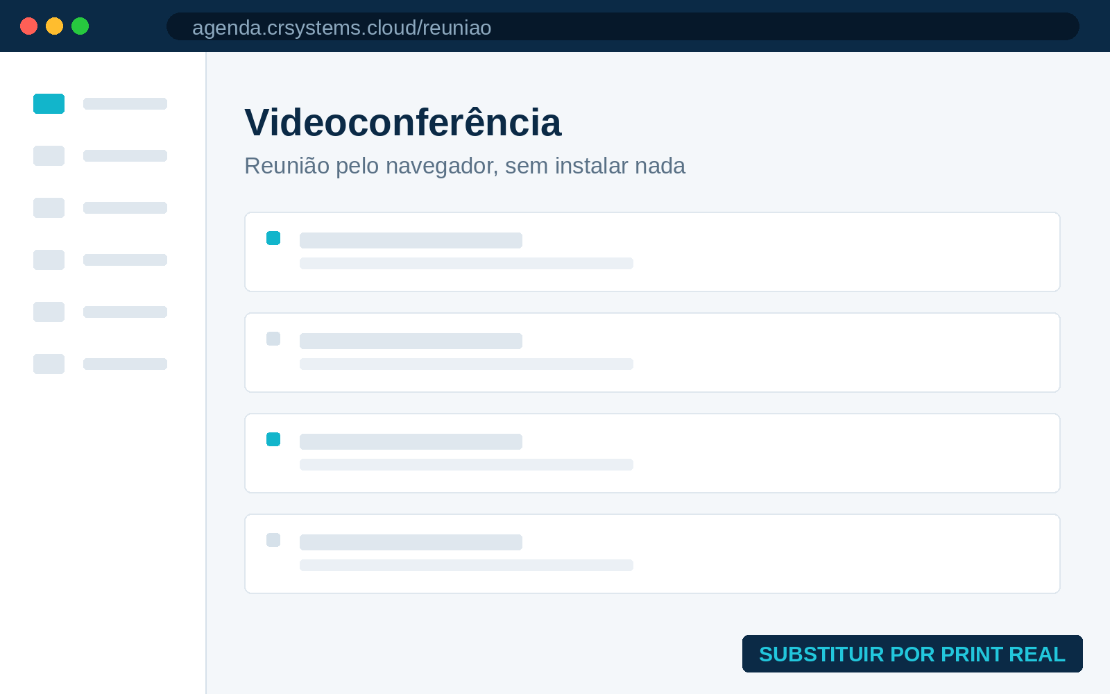 Tela de videoconferência do CRSystems Agenda